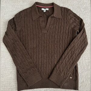 Tommy Hilfiger Open Placket Cable Knit Sweater Polo